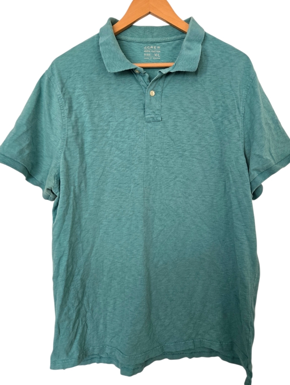 J.Crew Polo Shirt XL Teal Green 100% Cotton Classic Preppy Casual Short Sleeve